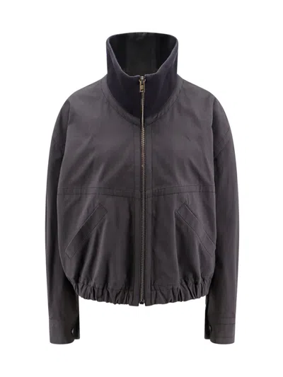 Lemaire Layered High Neck Jacket In Brown