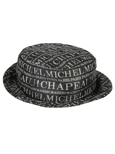 Maison Michel Logo Print Bucket Hat In Black
