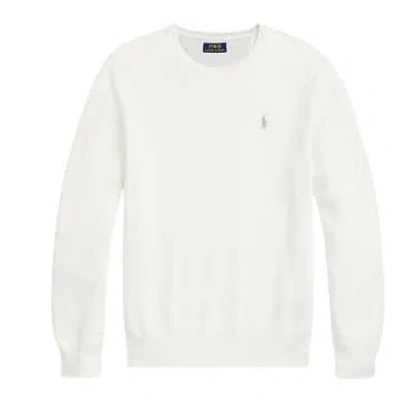 Ralph Lauren Textured Cotton Crewneck Sweater In Deckwash White