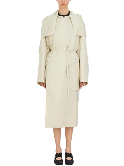 Lemaire Belted Trench Coat In Grey