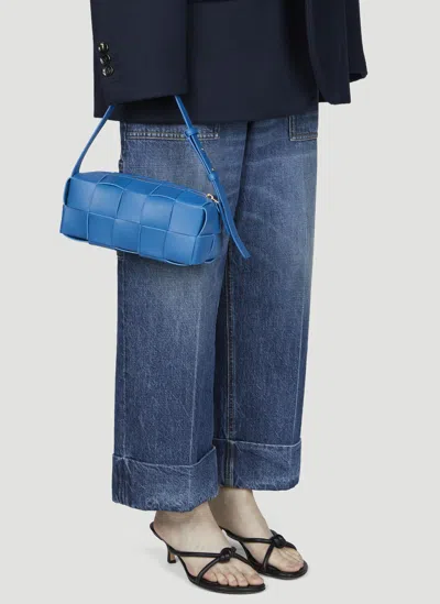 Bottega Veneta Brick Cassette Small Intrecciato Shoulder Bag In Blue