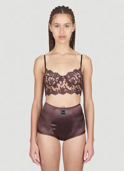 Dolce & Gabbana Lace Lingerie Top In Brown