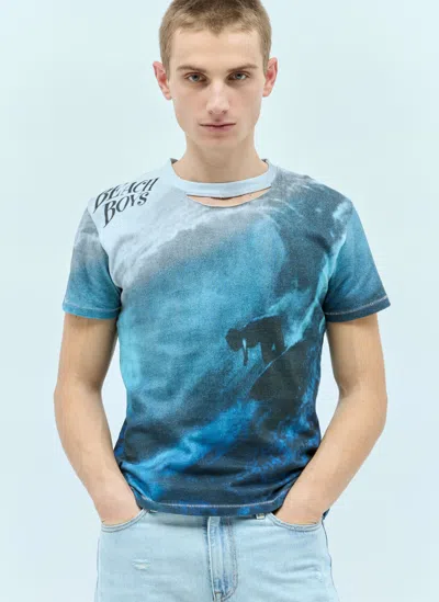 Erl Surfer-print T-shirt In Blue