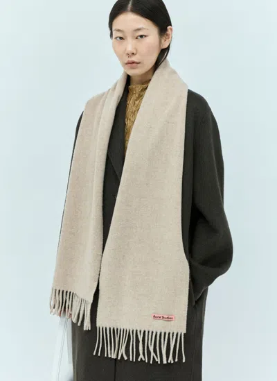 Acne Studios Fringe Wool Scarf In Neutral