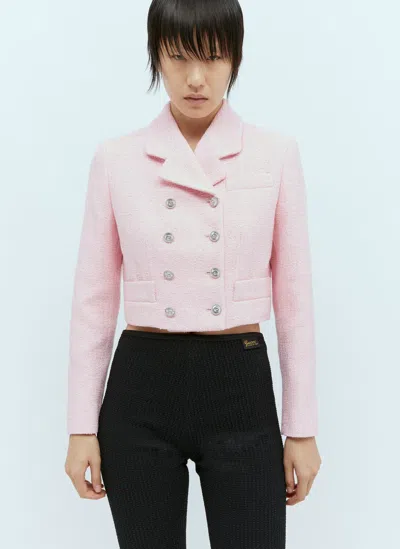 Gucci Sequin Bouclé Cropped Blazer In Pink