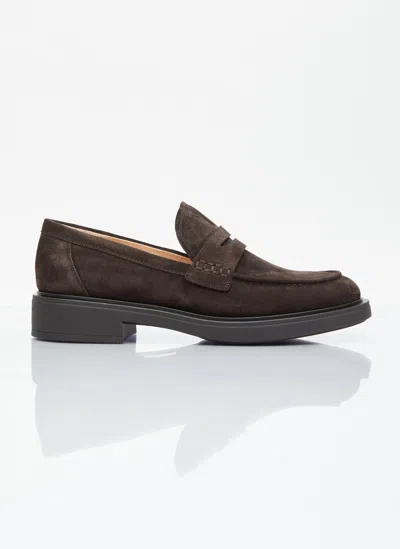 Gianvito Rossi Harris Suede Loafers In Brown