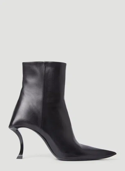 Balenciaga Hourg Leather Comma-heel Booties In Black