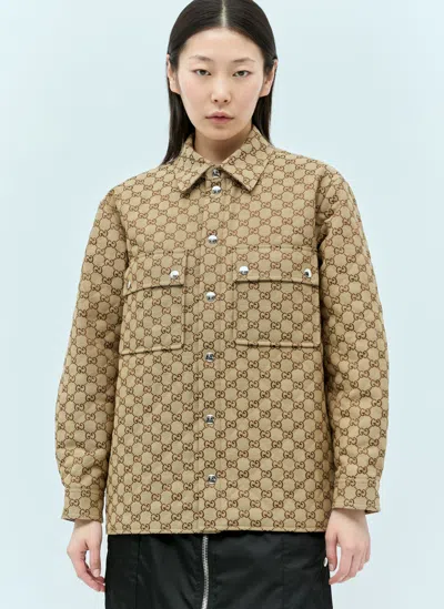 Gucci Gg Canvas Overshirt In Brown