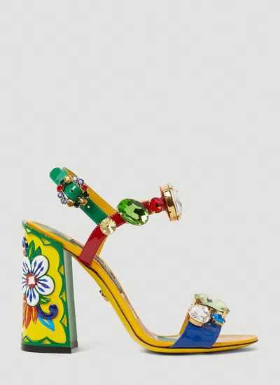 Dolce & Gabbana Colour-block Rhinestone-embellished Sandals In Multicolour