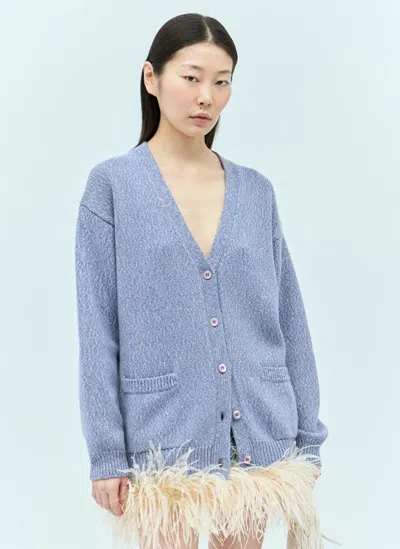 Miu Miu Cashmere And Wool Cardigan In Blue