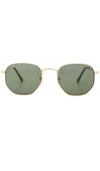 Ray Ban Ray-ban Ray-ban Polarized Hexagonal Rb3548n-001-5851-21 Gold Geometric Sunglasses In Gold & Green Classic