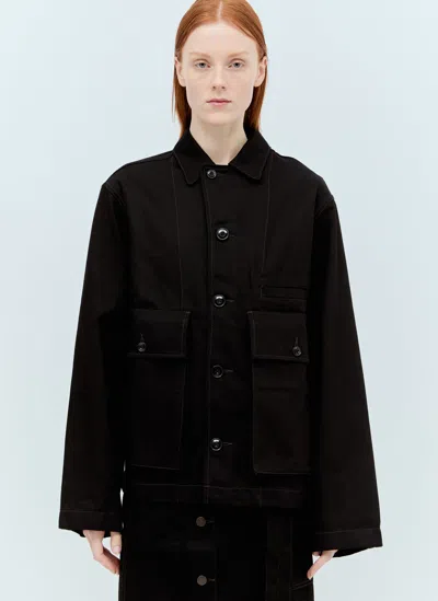 Lemaire Boxy Fit Cotton Jacket In Black