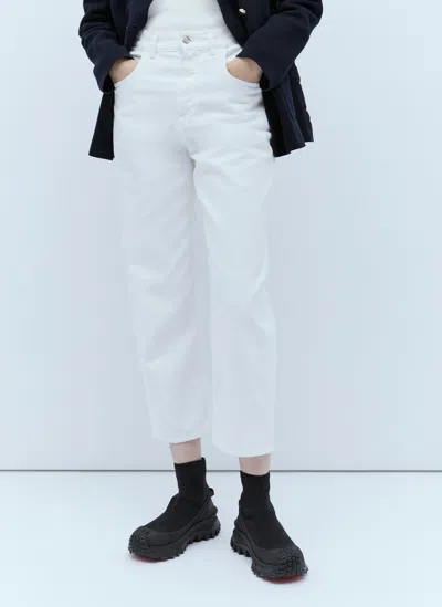 Moncler Cropped Slim-leg Jeans In White