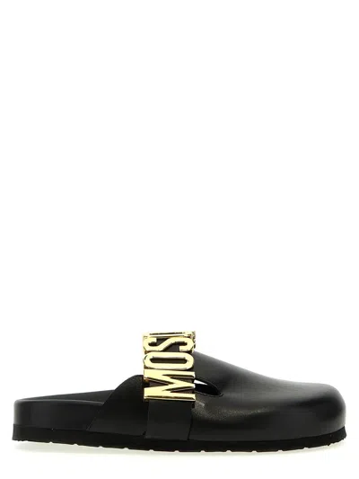 Moschino Mule Logo In Black