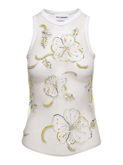 Des_phemmes Hibiscus Embroidered Tank Top In Green