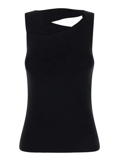 Semicouture Knit Sleeveless Top In Black