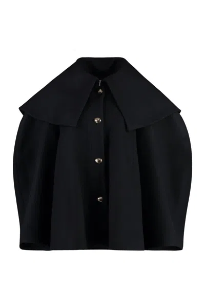 Nina Ricci Double-breast Cocoon Wool Peacoat In Black