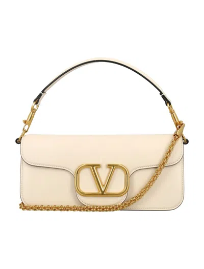 Valentino Garavani Shoulder Bag Loco' In Light Ivory