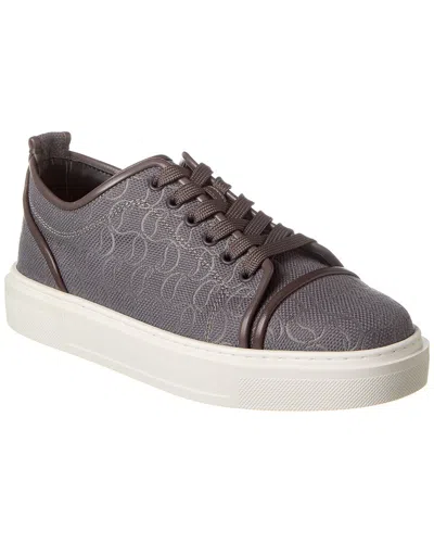 Christian Louboutin Adolon Junior Jacquard Canvas & Leather Sneaker In Grey