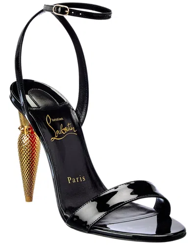 Christian Louboutin Lipqueen Patent Leather Ankle-strap Sandals In Black