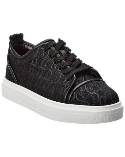 Christian Louboutin Adolon Junior Jacquard Canvas & Leather Sneaker In Black
