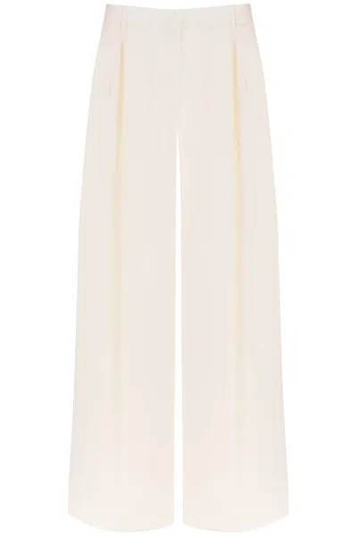 Alexander Mcqueen Double Pleated Palazzo Pants With In White