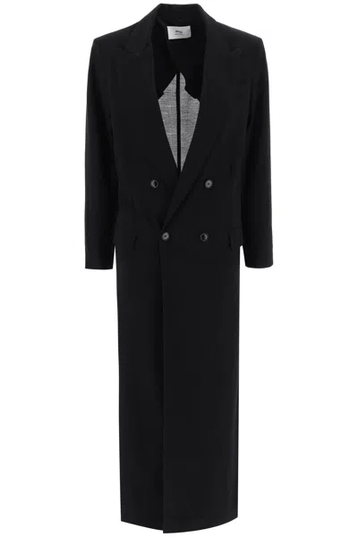 Ami Alexandre Mattiussi Ami Paris Double-breasted Deconstructed Coat In Black