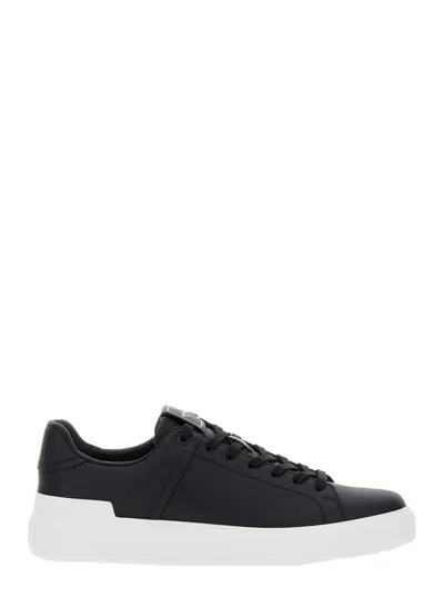 Balmain B-court Calfskin Low Top Sneaker In Black