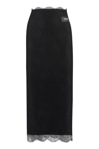Dolce & Gabbana Black Lace Pencil Skirt For Women From