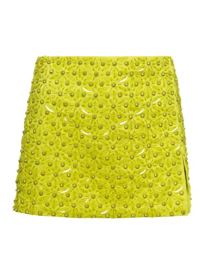 Des_phemmes Embroidery Mini Skirt In Yellow