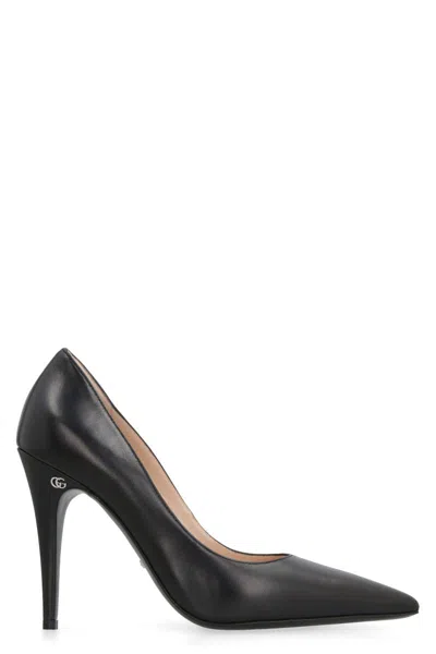 Gucci Pointed-toe Leather Pumps In Black