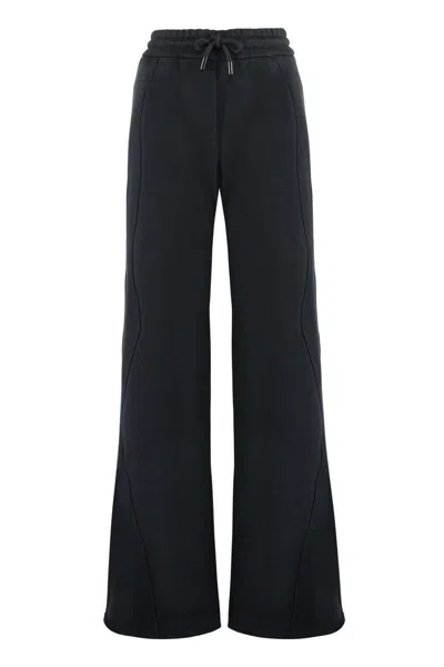 Off-white Cotton Trousers In Black