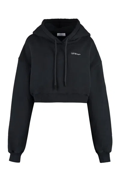 Off-white Cropped Hoodie In Black