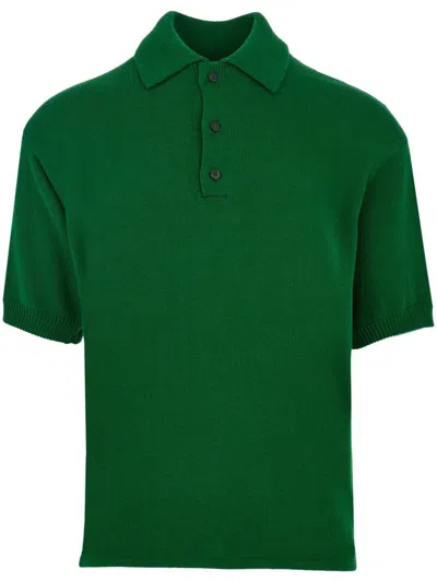Ferragamo Men's Knitted Cotton-blend Polo In Green
