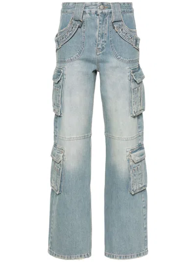 Misbhv Harness Low-rise Cargo Jeans In Blue