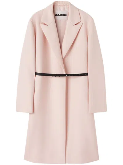 Jil Sander Belted Peak-lapel Coat In Pink