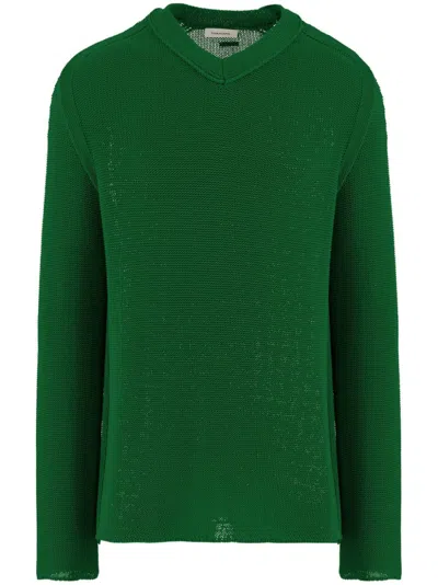 Ferragamo Man V-neck Sweater In Forest Green