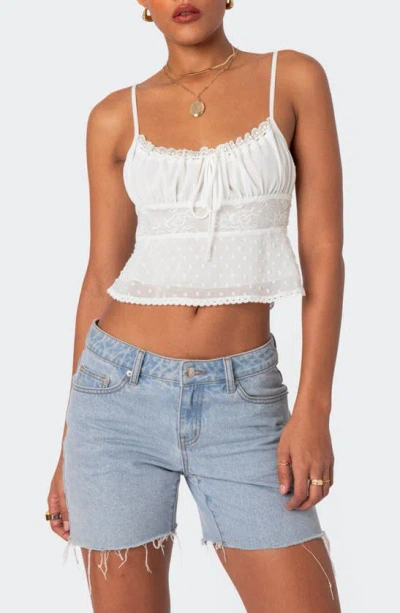 Edikted Wendy Tie Back Lacey Top In White