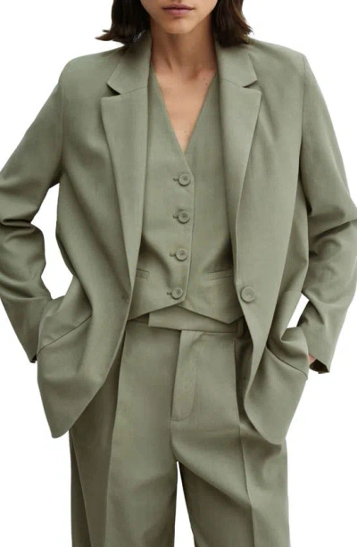 Mango Pockets Suit Blazer Pastel Green