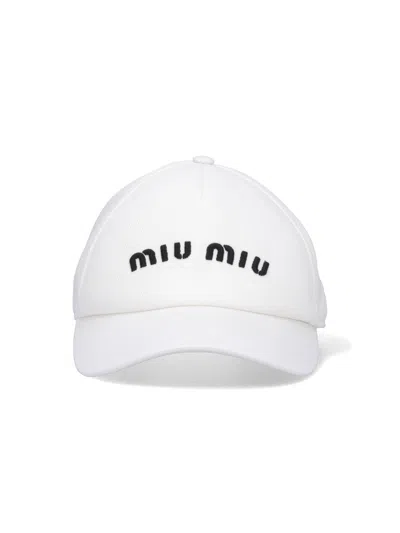 Miu Miu Logo Cap In White