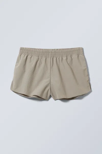 Weekday Sporty Nylon Mini Shorts In Grey
