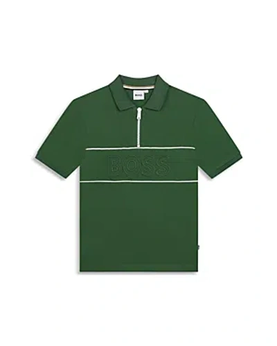 Bosswear Kids' Logo-embroidered Stretch-cotton Polo Shirt In Khaki