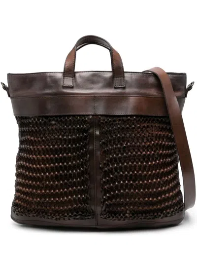 Numero 10 Mercurio Leather Tote Bag In Brown