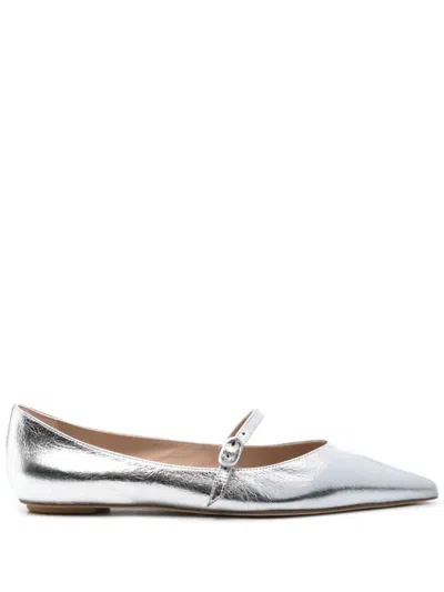 Stuart Weitzman Emilia Mary Jane Flat Shoes In Grey