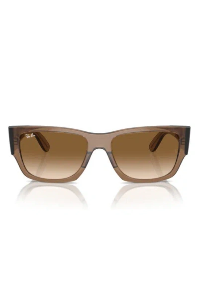 Ray Ban Carlos 56mm Gradient Rectangular Sunglasses In Brown/brown Gradient