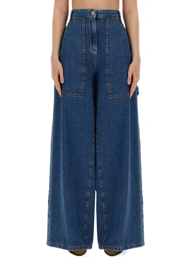 Etro Pegaso-embroidery Wide-leg Jeans In Blue