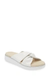 Paul Green Tiki Platform Slide Sandal In White Leather