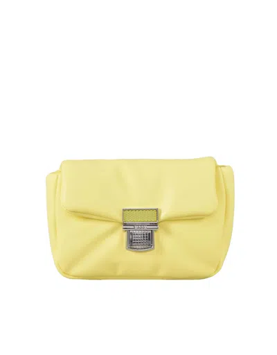 Msgm Debossed-logo-plaque Cross-body Bag In Yellow