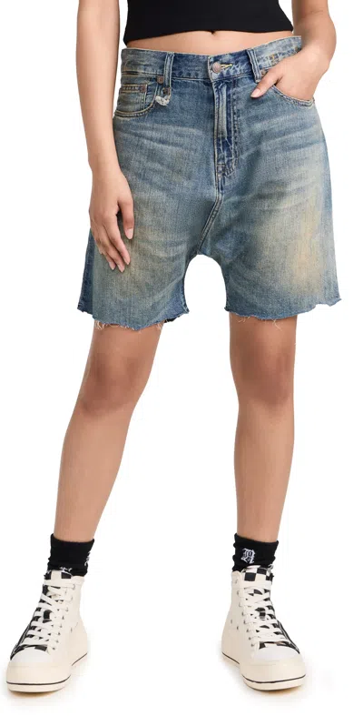 R13 Marky Drop Shorts Weber Linen Indigo