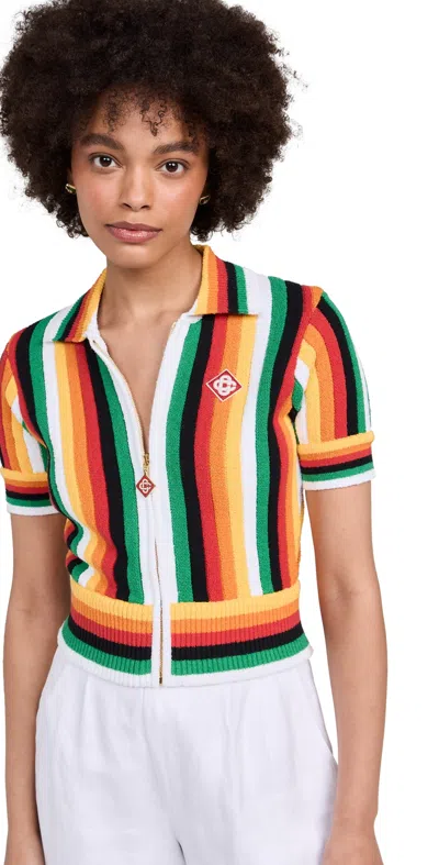 Casablanca Multicolor Stripe Polo In Yellow Multi